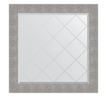 Зеркало настенное с гравировкой EVOFORM в багетной раме чеканка серебряная, 86х86 см, BY 4324