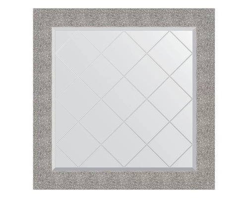 Зеркало настенное с гравировкой EVOFORM в багетной раме чеканка серебряная, 86х86 см, BY 4324