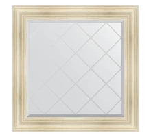 Зеркало настенное с гравировкой EVOFORM в багетной раме травленое серебро, 89х89 см, BY 4332