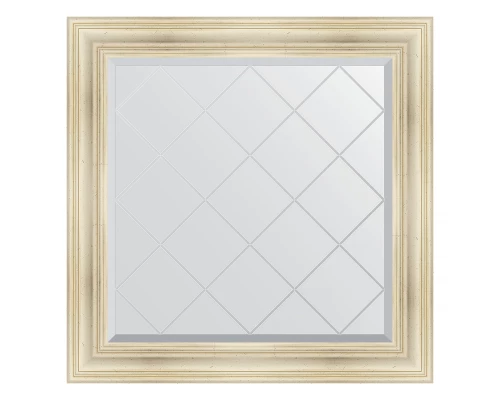 Зеркало настенное с гравировкой EVOFORM в багетной раме травленое серебро, 89х89 см, BY 4332