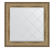 Зеркало настенное с гравировкой EVOFORM в багетной раме виньетка античная бронза, 90х90 см, BY 4339