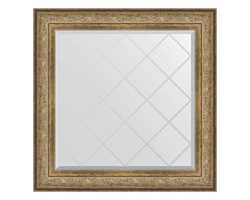 Зеркало настенное с гравировкой EVOFORM в багетной раме виньетка античная бронза, 90х90 см, BY 4339