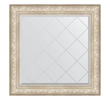 Зеркало настенное с гравировкой EVOFORM в багетной раме виньетка серебро, 90х90 см, BY 4340
