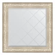 Зеркало настенное с гравировкой EVOFORM в багетной раме виньетка серебро, 90х90 см, BY 4340