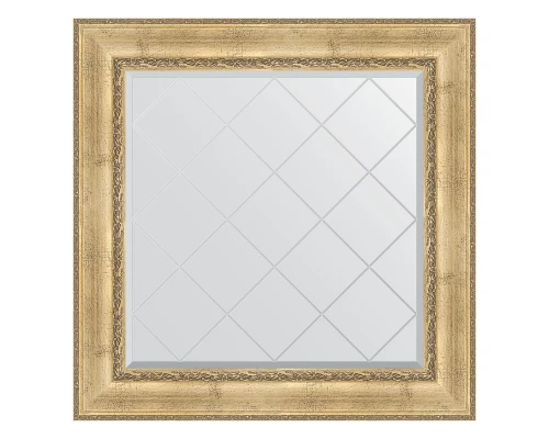 Зеркало настенное с гравировкой EVOFORM в багетной раме состаренное серебро с орнаментом, 92х92 см, BY 4342