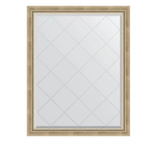 Зеркало настенное с гравировкой EVOFORM в багетной раме состаренное серебро с плетением, 93х118 см, BY 4347