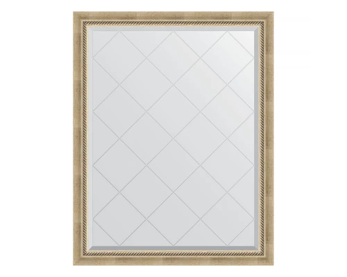 Зеркало настенное с гравировкой EVOFORM в багетной раме состаренное серебро с плетением, 93х118 см, BY 4347