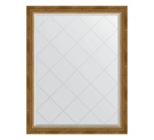 Зеркало настенное с гравировкой EVOFORM в багетной раме состаренная бронза с плетением, 93х118 см, BY 4348