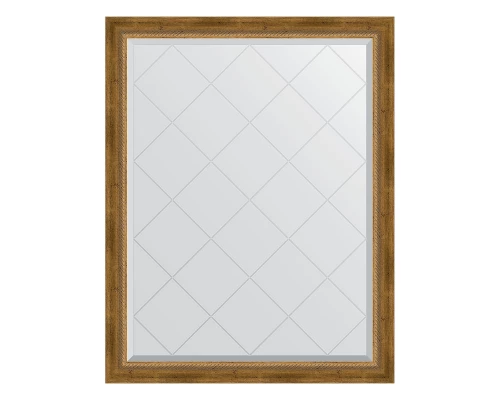 Зеркало настенное с гравировкой EVOFORM в багетной раме состаренная бронза с плетением, 93х118 см, BY 4348