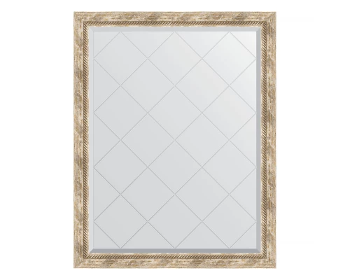 Зеркало настенное с гравировкой EVOFORM в багетной раме прованс с плетением, 93х118 см, BY 4349