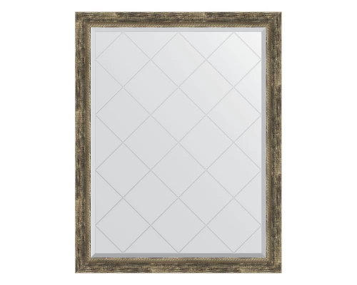 Зеркало настенное с гравировкой EVOFORM в багетной раме старое дерево с плетением, 93х118 см, BY 4350