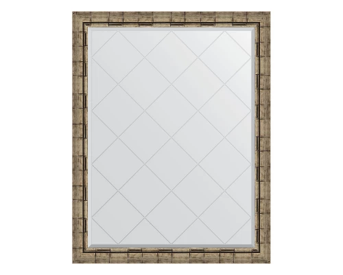 Зеркало настенное с гравировкой EVOFORM в багетной раме серебряный бамбук, 93х118 см, BY 4351