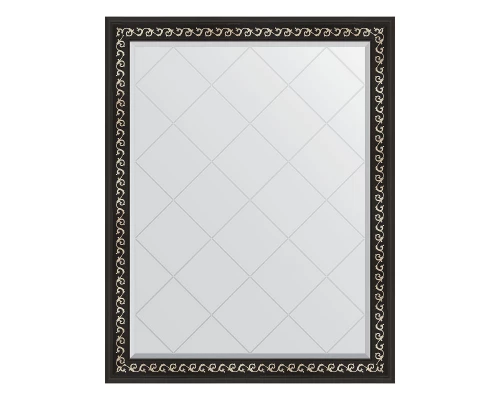 Зеркало настенное с гравировкой EVOFORM в багетной раме чёрный ардеко, 95х120 см, BY 4354