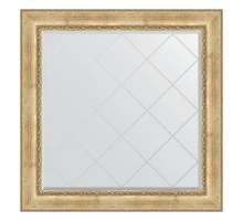 Зеркало настенное с гравировкой EVOFORM в багетной раме состаренное серебро с орнаментом, 112х112 см, BY 4471