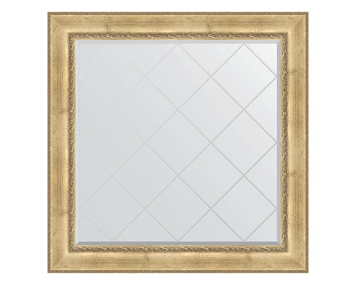Зеркало настенное с гравировкой EVOFORM в багетной раме состаренное серебро с орнаментом, 112х112 см, BY 4471