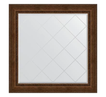 Зеркало настенное с гравировкой EVOFORM в багетной раме состаренная бронза с орнаментом, 112х112 см, BY 4472