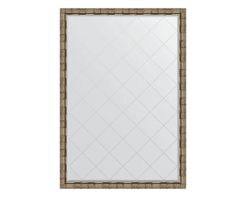 Зеркало настенное с гравировкой EVOFORM в багетной раме серебряный бамбук, 128х183 см, BY 4480