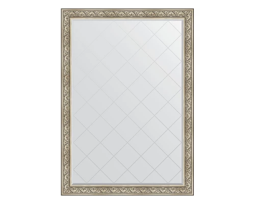 Зеркало настенное с гравировкой EVOFORM в багетной раме барокко серебро, 135х190 см, BY 4510