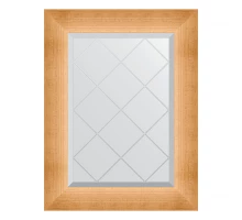 Зеркало настенное с гравировкой EVOFORM в багетной раме травленое золото, 56х74 см, BY 4517