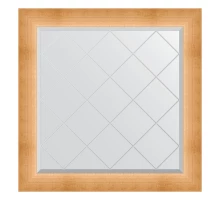 Зеркало настенное с гравировкой EVOFORM в багетной раме травленое золото, 86х86 см, BY 4524