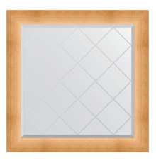 Зеркало настенное с гравировкой EVOFORM в багетной раме травленое золото, 86х86 см, BY 4524