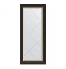 Зеркало настенное с гравировкой EVOFORM в багетной раме чёрное дерево с золотом, 54х124 см, BY 4530