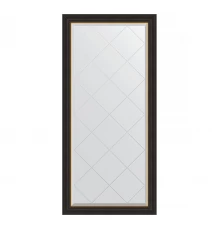 Зеркало настенное с гравировкой EVOFORM в багетной раме чёрное дерево с золотом, 74х156 см, BY 4535