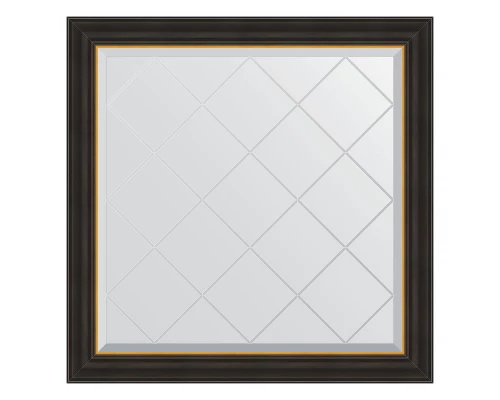Зеркало настенное с гравировкой EVOFORM в багетной раме чёрное дерево с золотом, 84х84 см, BY 4536