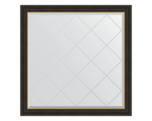 Зеркало настенное с гравировкой EVOFORM в багетной раме чёрное дерево с золотом, 104х104 см, BY 4539