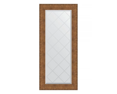 Зеркало настенное с гравировкой EVOFORM в багетной раме медная кольчуга, 57х127 см, BY 4554