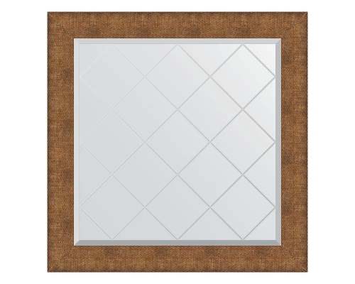 Зеркало настенное с гравировкой EVOFORM в багетной раме медная кольчуга, 87х87 см, BY 4560