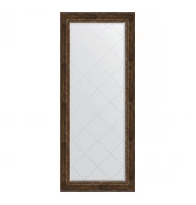 Зеркало напольное с гравировкой  EVOFORM  в багетной раме состаренное дерево с орнаментом, 87х207 см, BY 6340