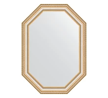 Зеркало настенное Polygon EVOFORM в багетной раме золотые бусы на серебре, 51х71 см, BY 7049
