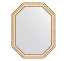 Зеркало настенное Polygon EVOFORM в багетной раме золотые бусы на серебре, 56х71 см, BY 7050