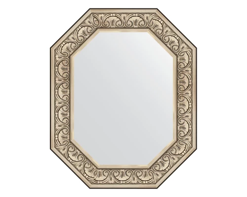 Зеркало настенное Polygon EVOFORM в багетной раме барокко серебро, 65х80 см, BY 7246