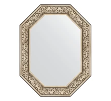 Зеркало настенное Polygon EVOFORM в багетной раме барокко серебро, 70х90 см, BY 7247