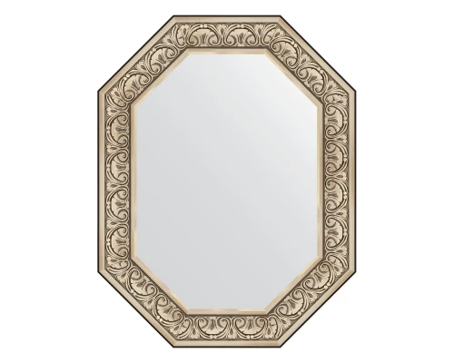 Зеркало настенное Polygon EVOFORM в багетной раме барокко серебро, 70х90 см, BY 7247