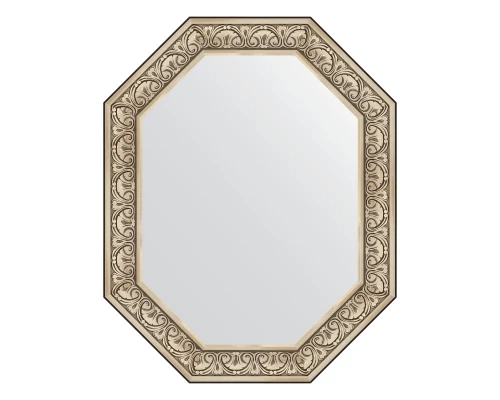 Зеркало настенное Polygon EVOFORM в багетной раме барокко серебро, 80х100 см, BY 7248