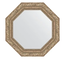 Зеркало настенное Octagon EVOFORM в багетной раме виньетка античное серебро, 60х60 см, BY 7334