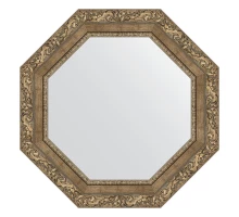 Зеркало настенное Octagon EVOFORM в багетной раме виньетка античная латунь, 60х60 см, BY 7338