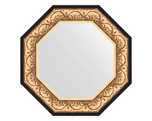 Зеркало настенное Octagon EVOFORM в багетной раме барокко золото, 65х65 см, BY 7380