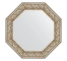 Зеркало настенное Octagon EVOFORM в багетной раме барокко серебро, 75х75 см, BY 7383