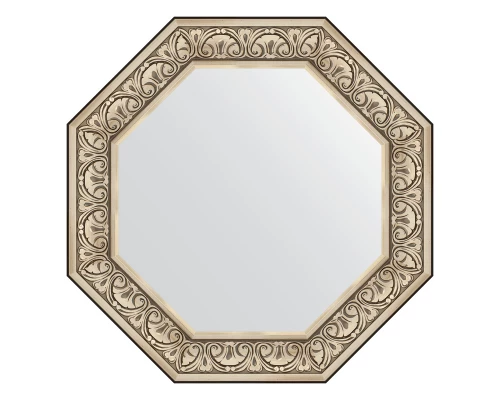 Зеркало настенное Octagon EVOFORM в багетной раме барокко серебро, 75х75 см, BY 7383