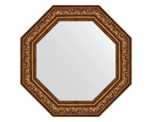 Зеркало настенное Octagon EVOFORM в багетной раме виньетка состаренная бронза, 75х75 см, BY 7389