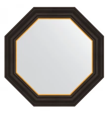 Зеркало настенное Octagon EVOFORM в багетной раме чёрное дерево с золотом, 58х58 см, BY 7402