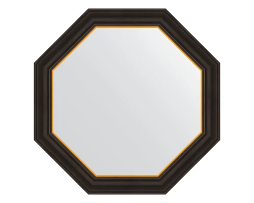 Зеркало настенное Octagon EVOFORM в багетной раме чёрное дерево с золотом, 68х68 см, BY 7403