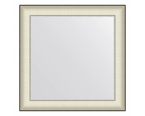 Зеркало настенное  EVOFORM в багетной раме белая кожа с хромом, 68х68 см, BY 7629