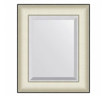 Зеркало настенное с фацетом EVOFORM в багетной раме белая кожа с хромом, 44х54 см, BY 7448