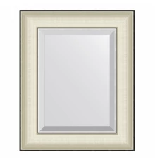 Зеркало настенное с фацетом EVOFORM в багетной раме белая кожа с хромом, 44х54 см, BY 7448