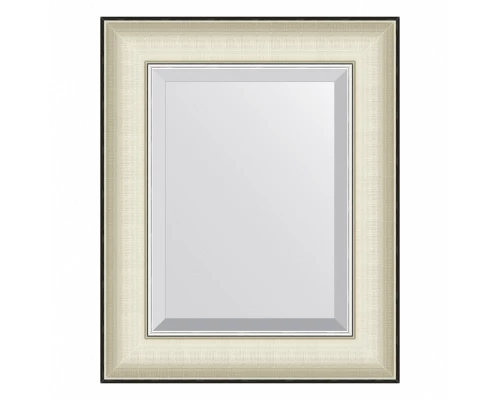 Зеркало настенное с фацетом EVOFORM в багетной раме белая кожа с хромом, 44х54 см, BY 7448